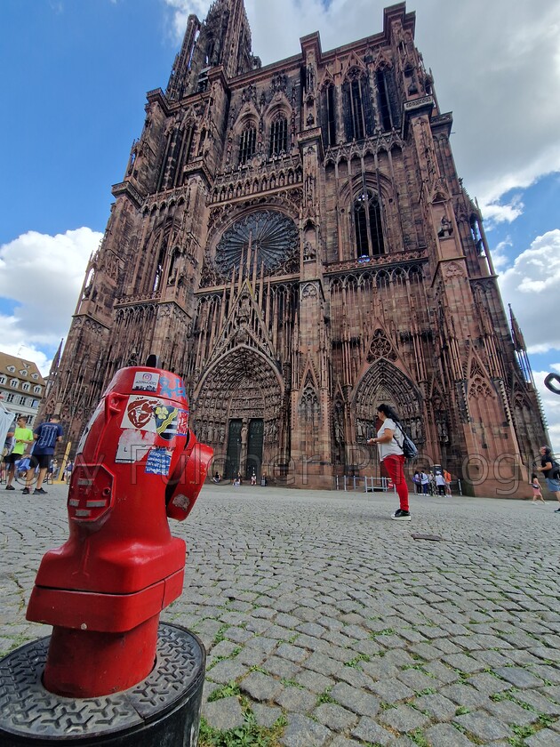 Cathedral Notre Dam de strasbourg 
 The Cathederal in Strasbourg, taken in August 2022 
 Keywords: catherdral, strasbourg, france, church, landmark, notre dam, notre dam de strasbourg, travel, fire hydrant,