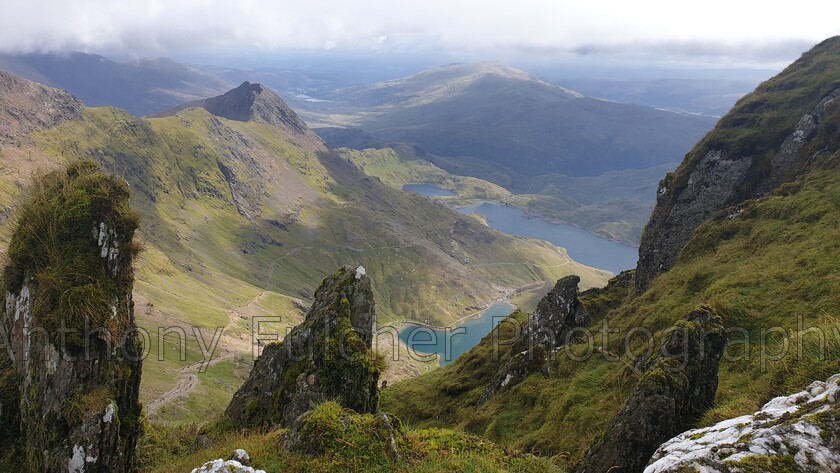 View from Snowdon 
 A view from teh top of mount Snowdon, Snowdonia national park, Wales 
 Keywords: snowdon, mountain, hill, view, water, landscape, national park, wales,