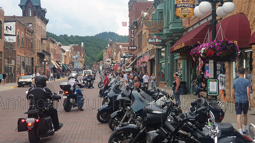 Sturgees 
 Street scene at Sturgees Motorcycle rally in Deadwood USA. 
 Keywords: sturgees, motorcycle, harley, street, Deadwood,