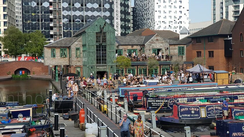 Gas-st-basin 
 Gas street basin canal, birmingham in the summer. 
 Keywords: fun, beer, canal, birmingham, friends, drinking, party, gas st basin,